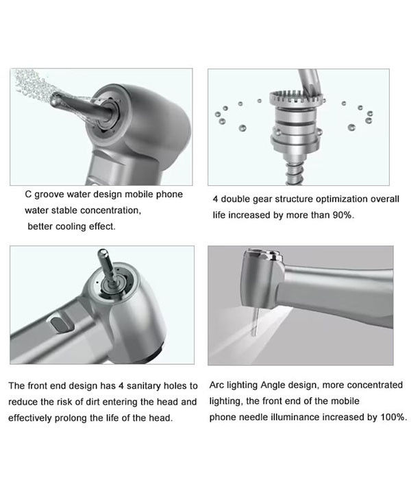 Dentistique 1/5 à basse vitesse pièce à main augmentant l'anneau rouge contre angle Internal Spray d'eau pour moteur de type E