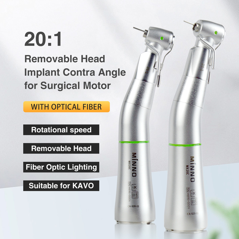 201 Implant de tête amovible contre-angle pour moteur chirurgical avec fibre optique